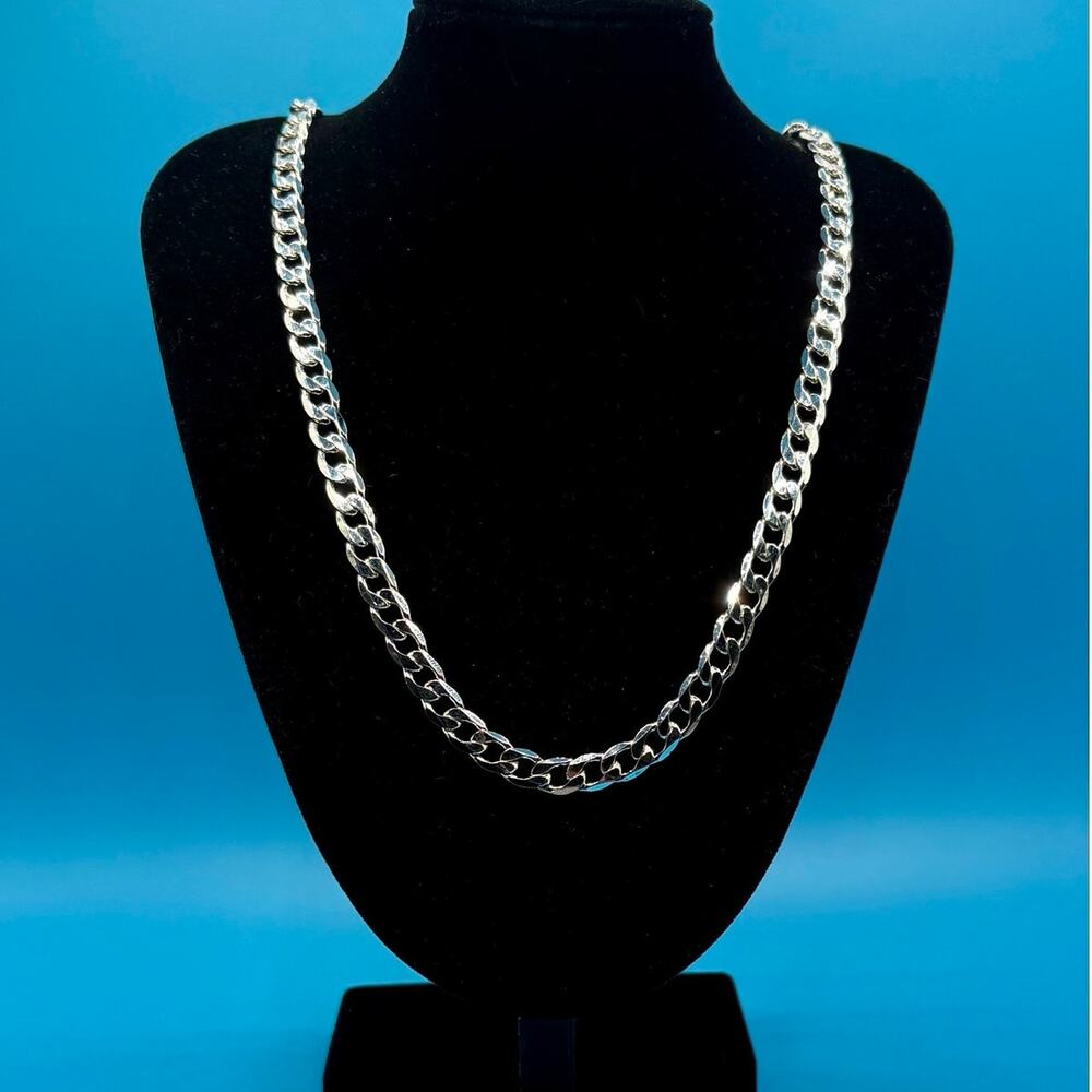 19" Stamped 925 Sterling Silver Over Steel Cuban Chain